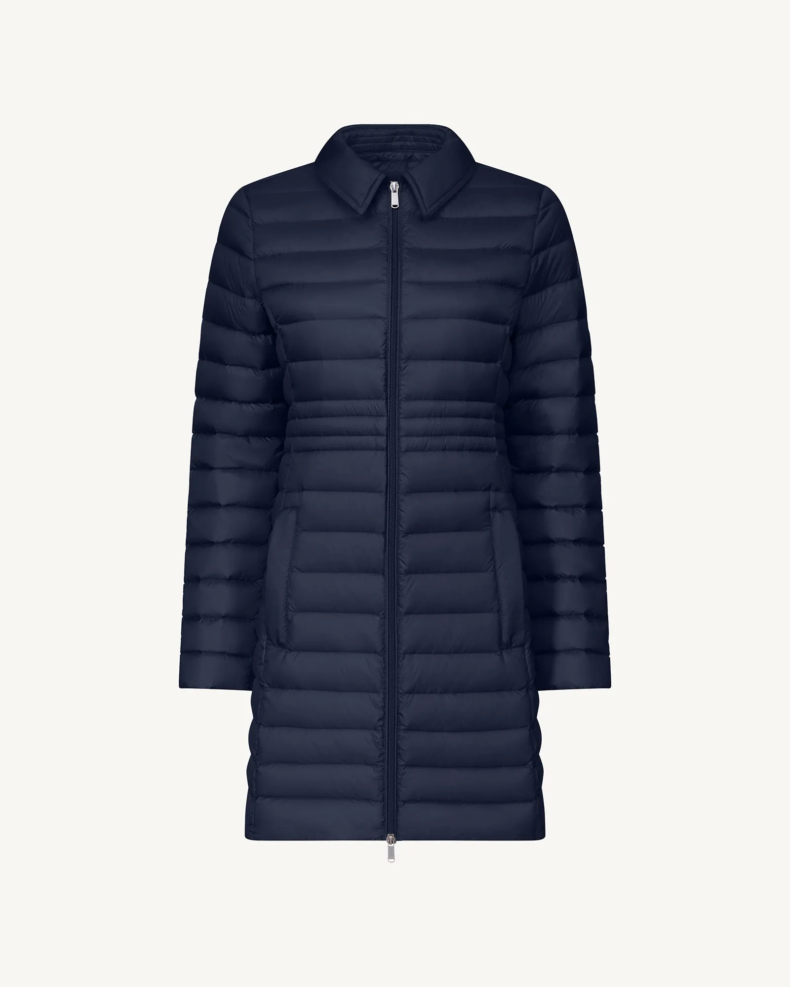 Navy Vero long hooded puffer jacket