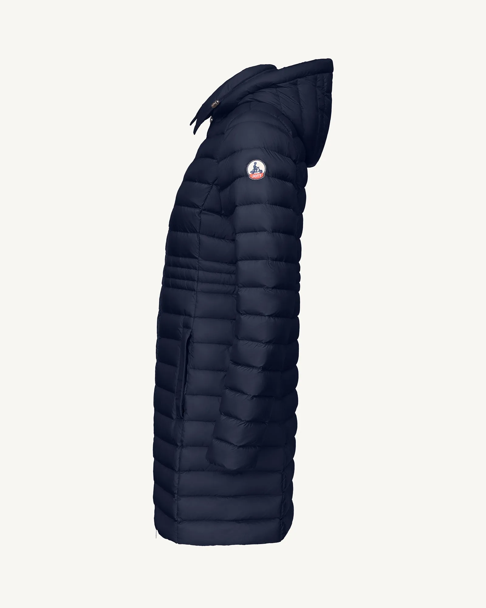 Navy Vero long hooded puffer jacket