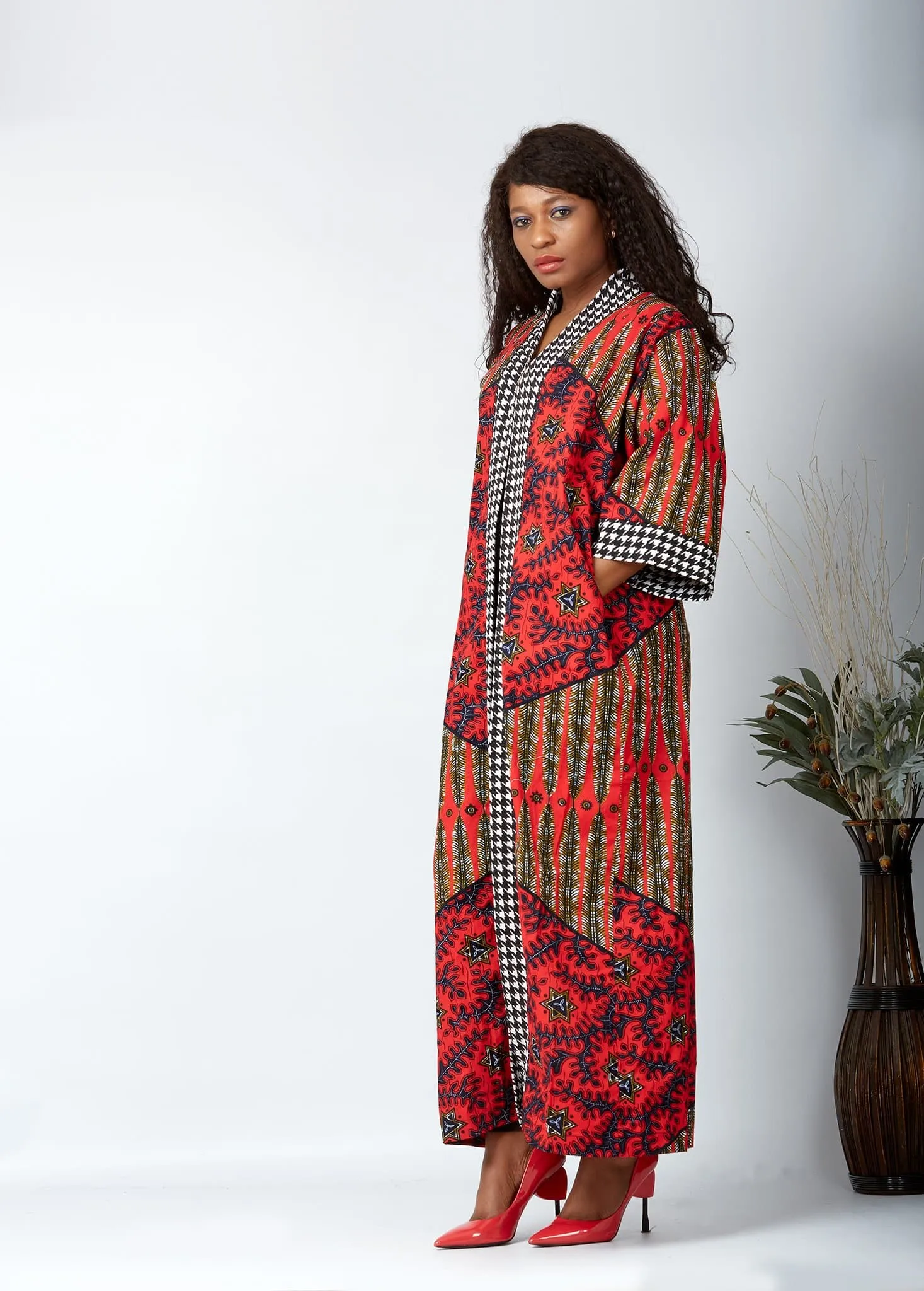 New in African Print Long Kimono Jacket - Ikoyi