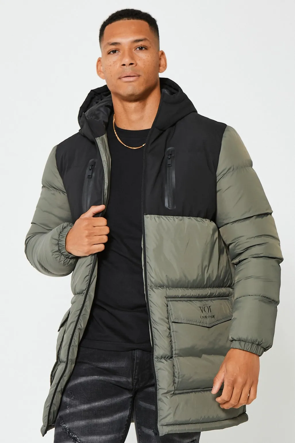 Newcastle Puffer Coat - Khaki/Black