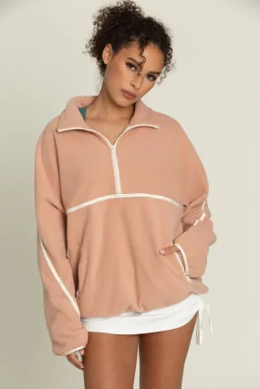 Peach Minimalistic Half-Zip Pullover