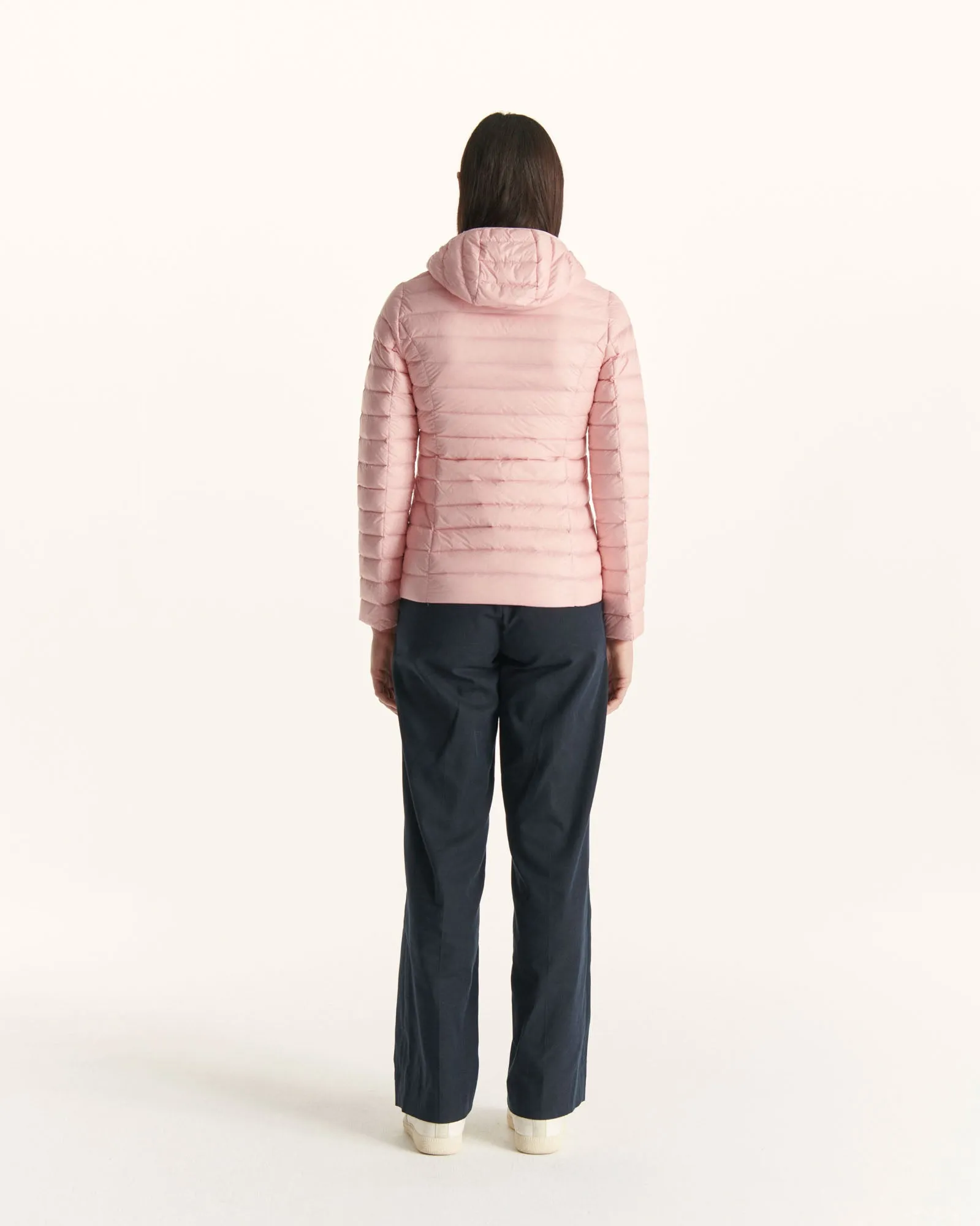 Peach pink Cloe lightweight hooded puffer jacket