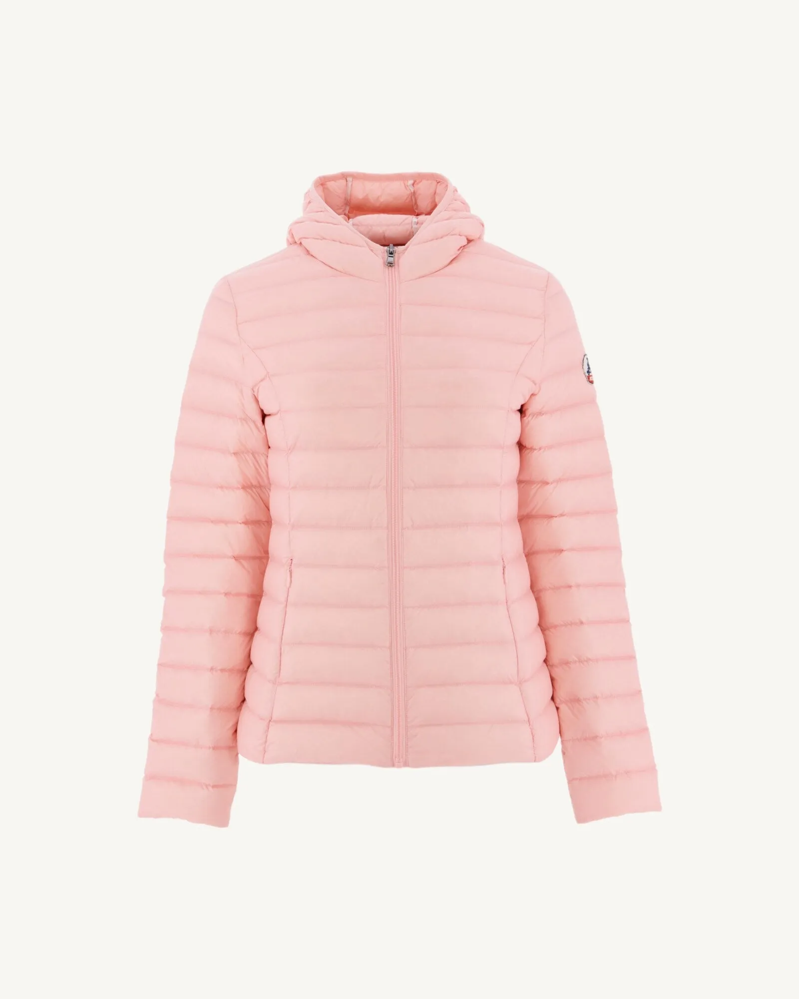 Peach pink Cloe lightweight hooded puffer jacket