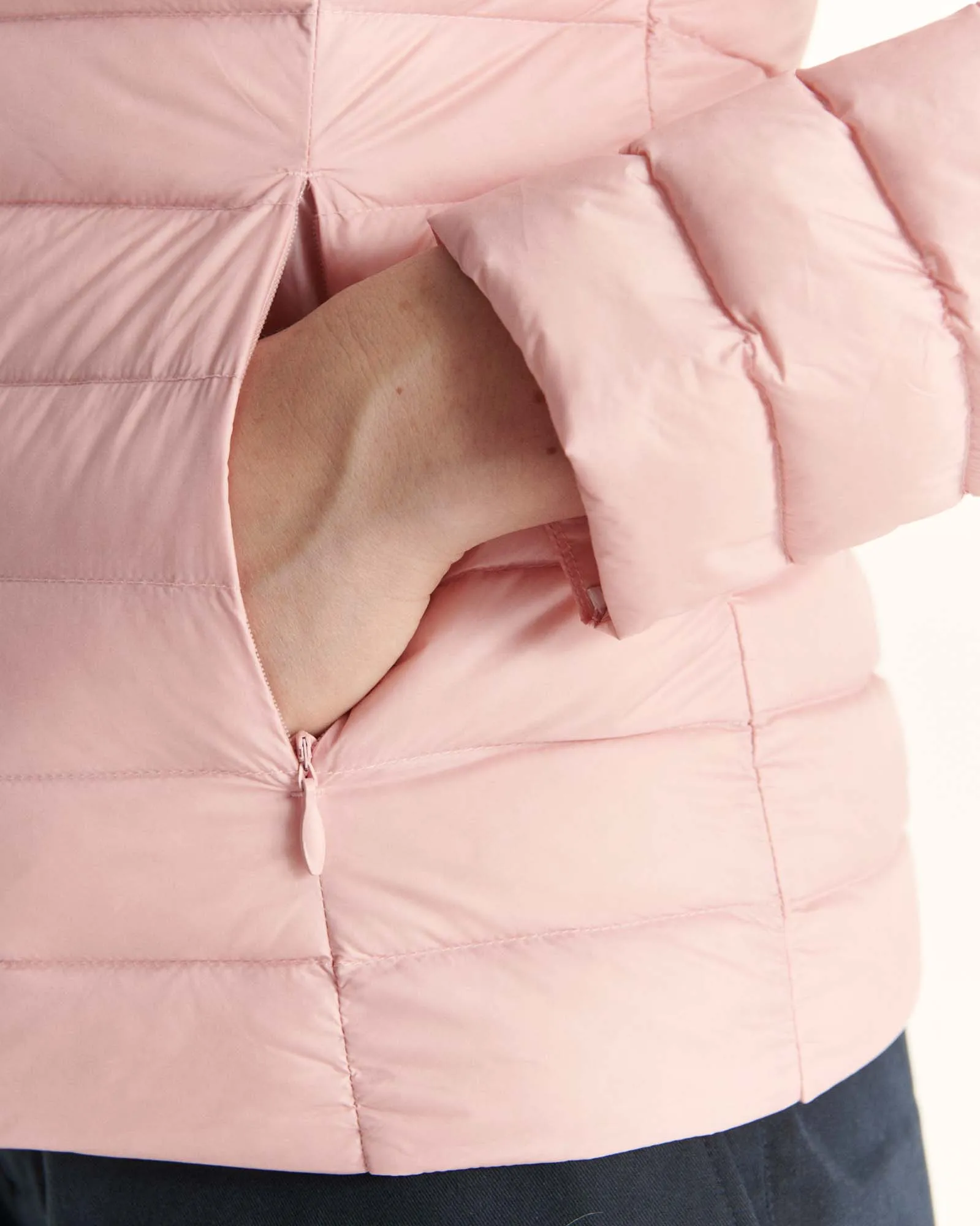 Peach pink Cloe lightweight hooded puffer jacket