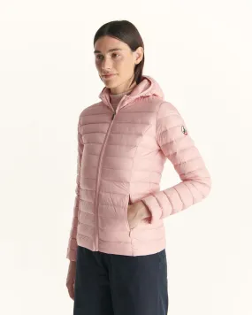 Peach pink Cloe lightweight hooded puffer jacket