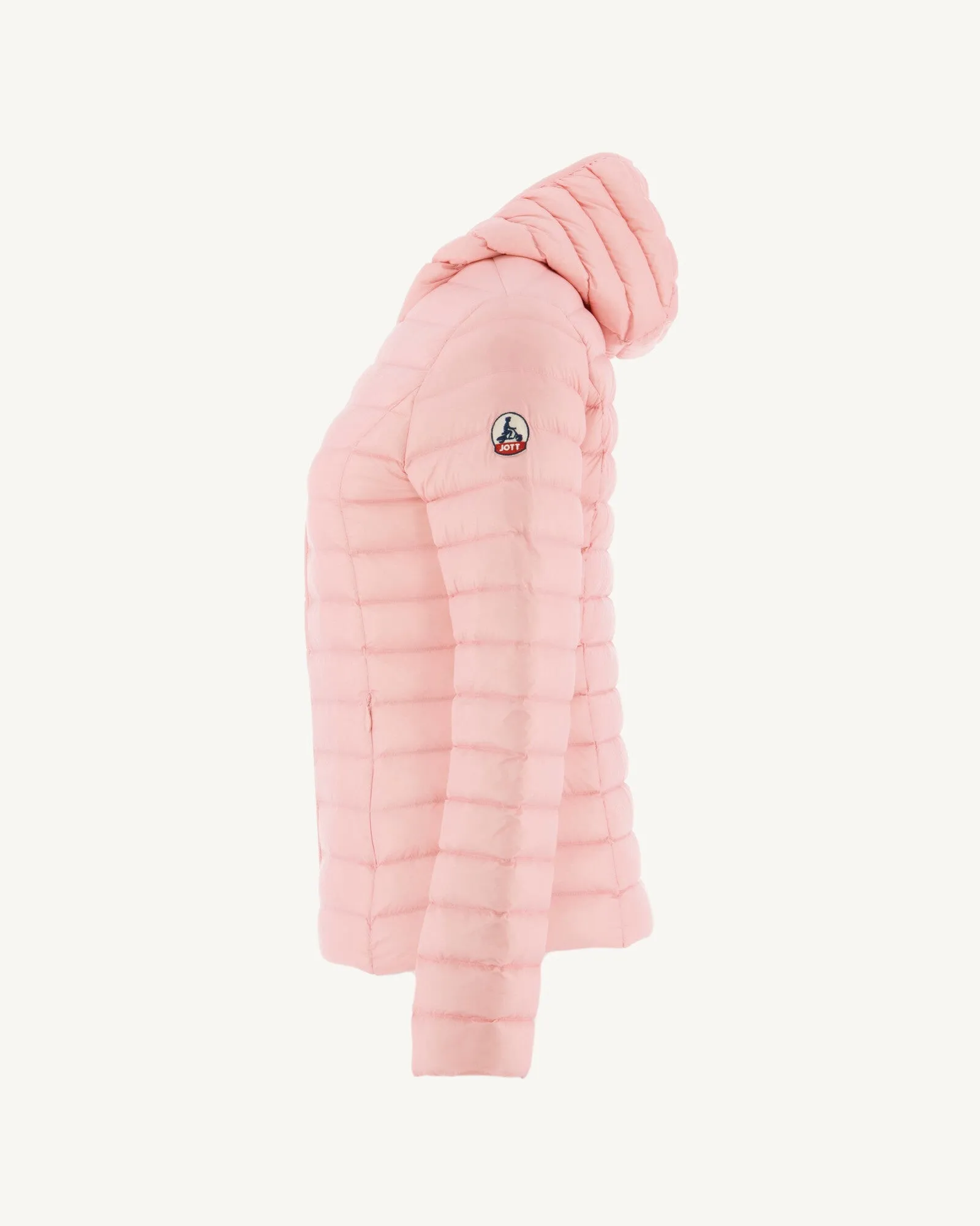 Peach pink Cloe lightweight hooded puffer jacket