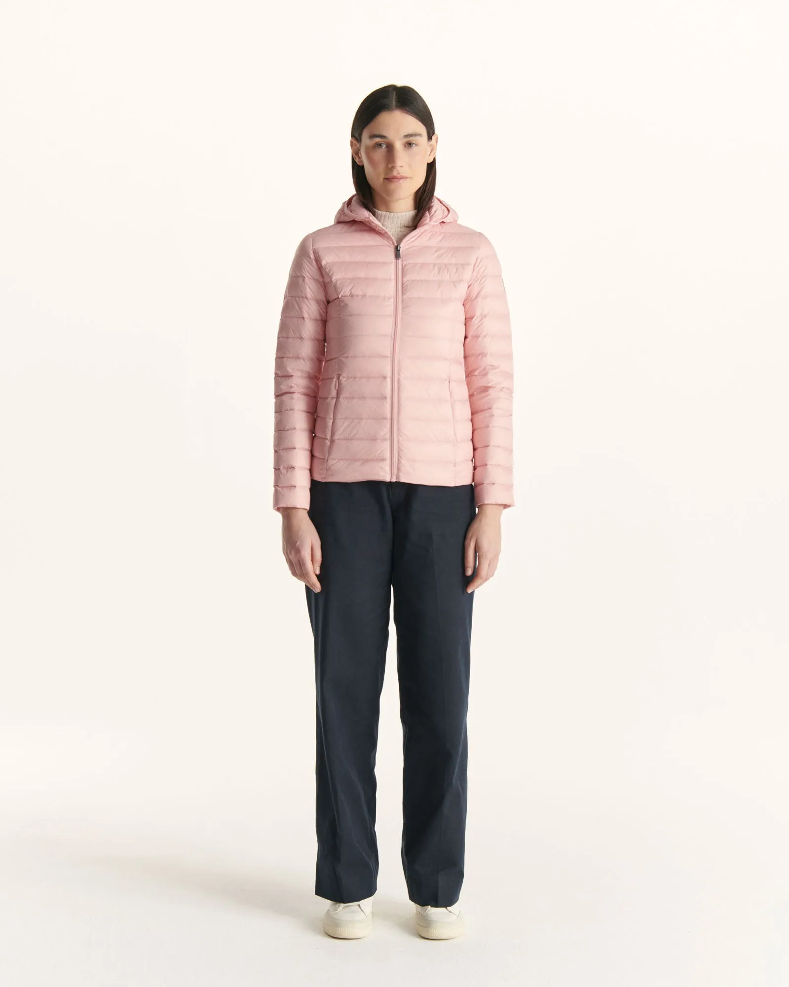 Peach pink Cloe lightweight hooded puffer jacket