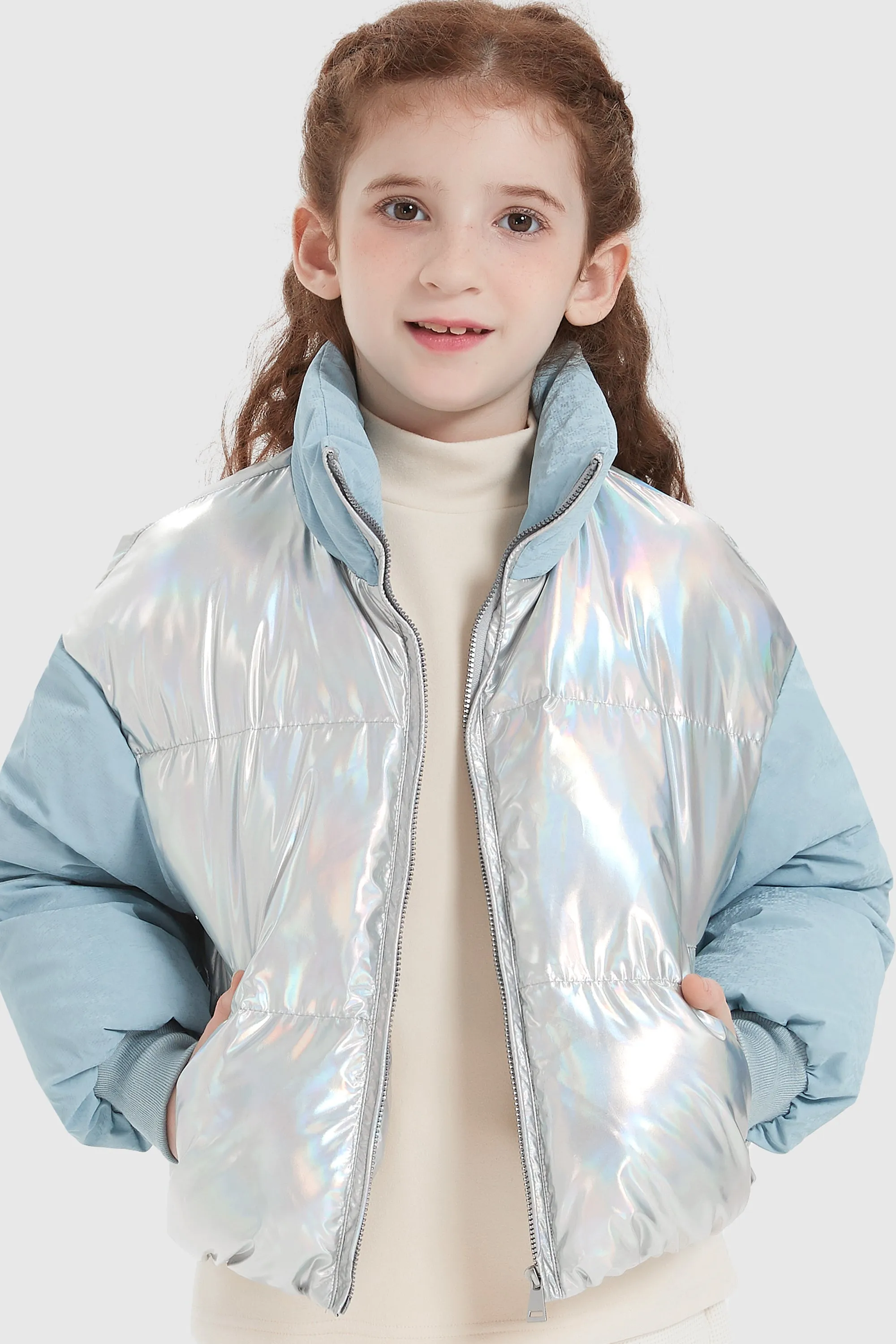 Puff-O Colorlay Kid's Cropped Puffer Jacket