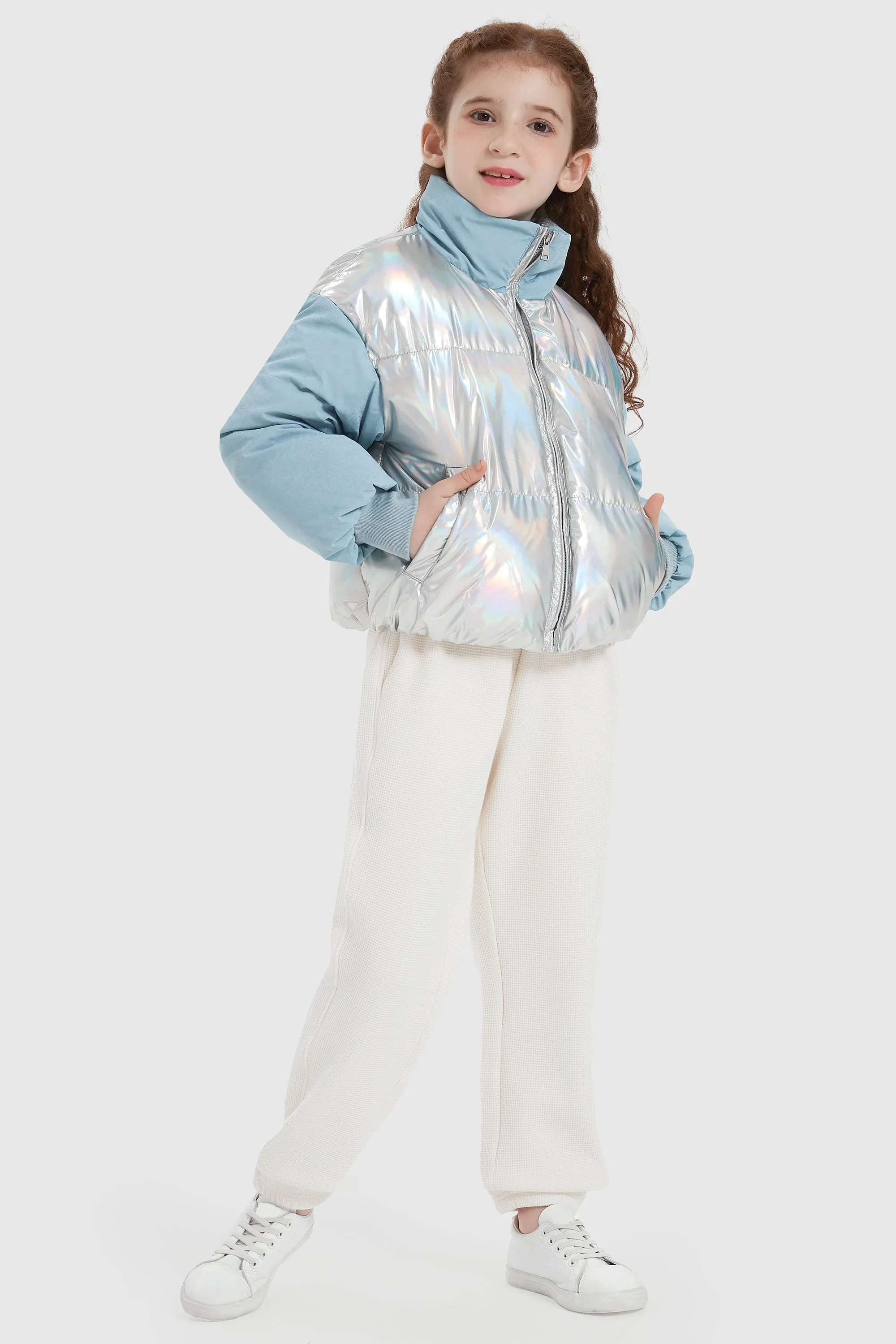 Puff-O Colorlay Kid's Cropped Puffer Jacket