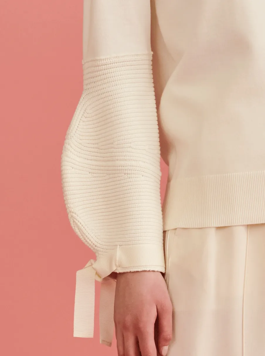 PUFF SLEEVE PULLOVER, CREAM