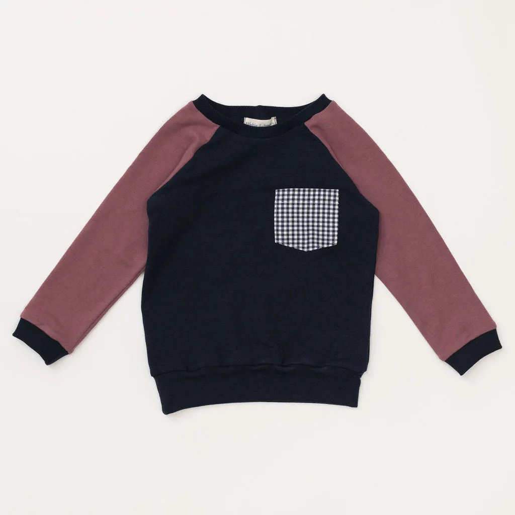 Raglan Pullover in Midnight   Cinnamon