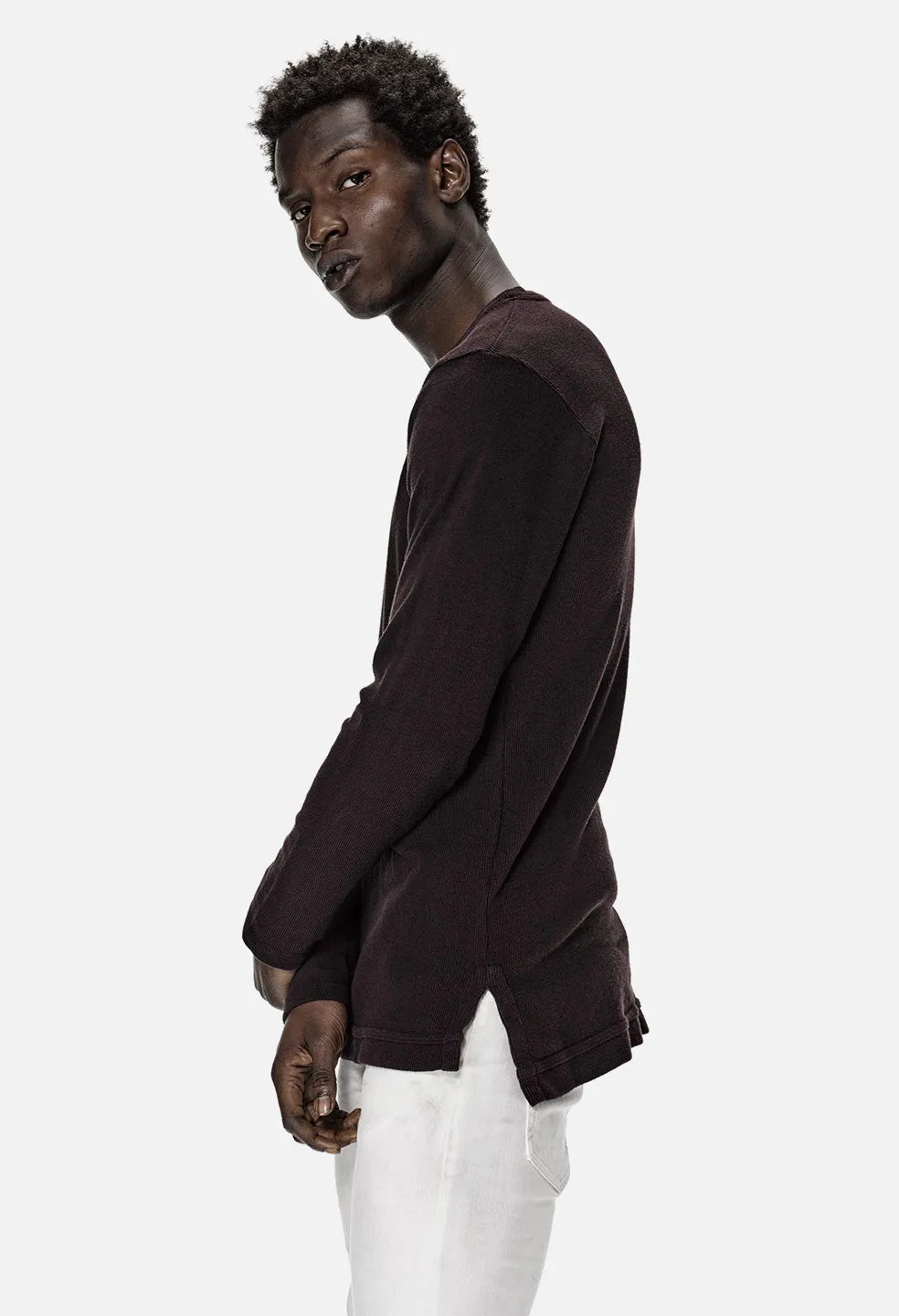 Ribbed Mercer Pullover / Maroon