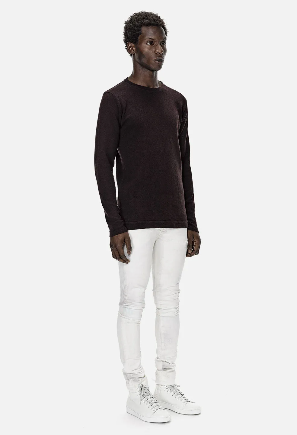 Ribbed Mercer Pullover / Maroon