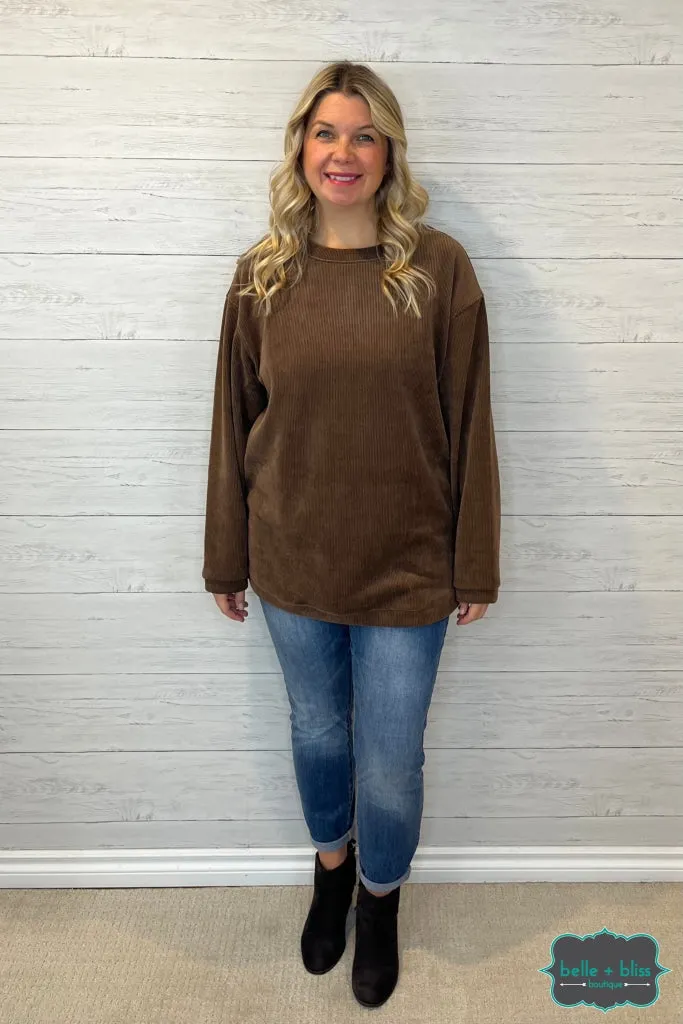 Sarah Corded Pullover - Brown