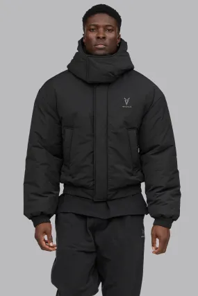 V_QUILT BOXY PUFFER JACKET - Black