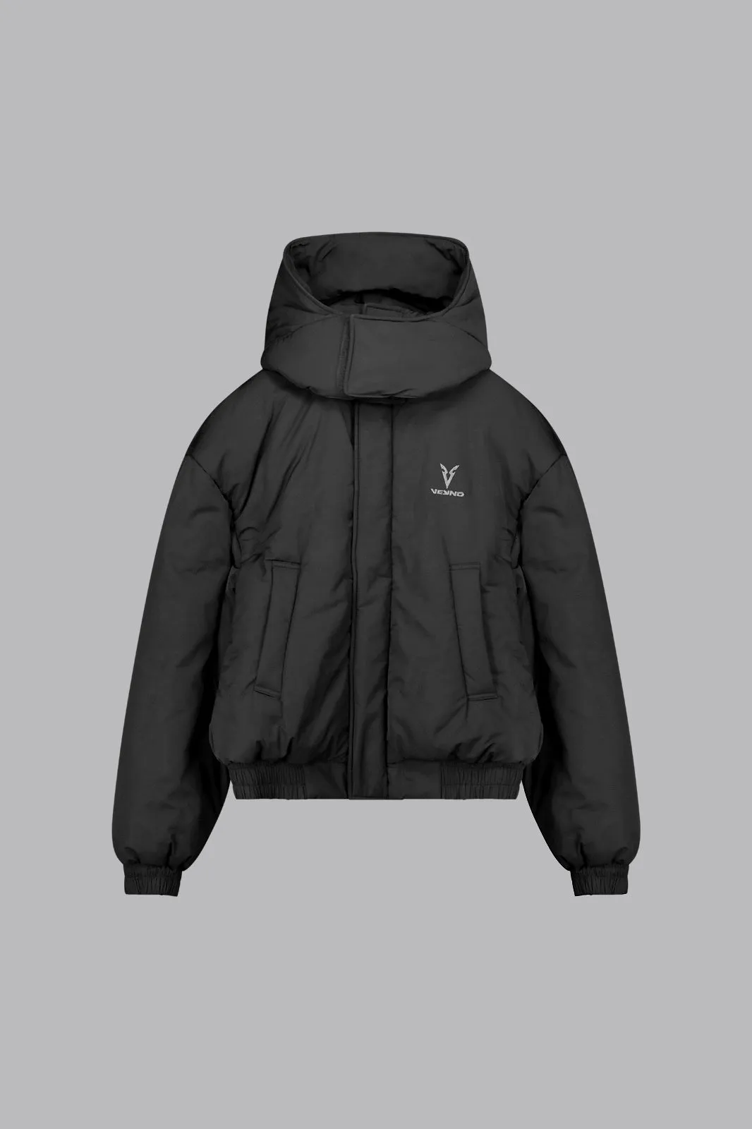 V_QUILT BOXY PUFFER JACKET - Black