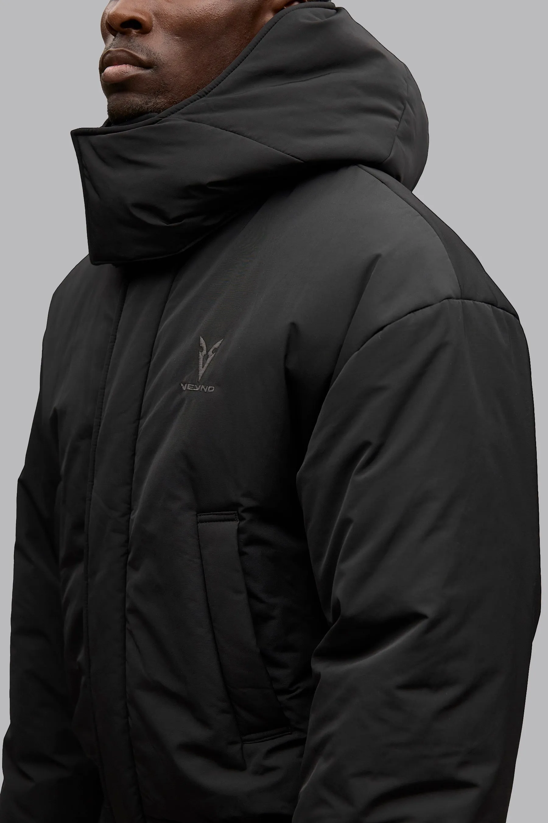 V_QUILT BOXY PUFFER JACKET - Black