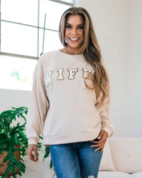 Wifey Patch Sweatshirt - Oatmeal